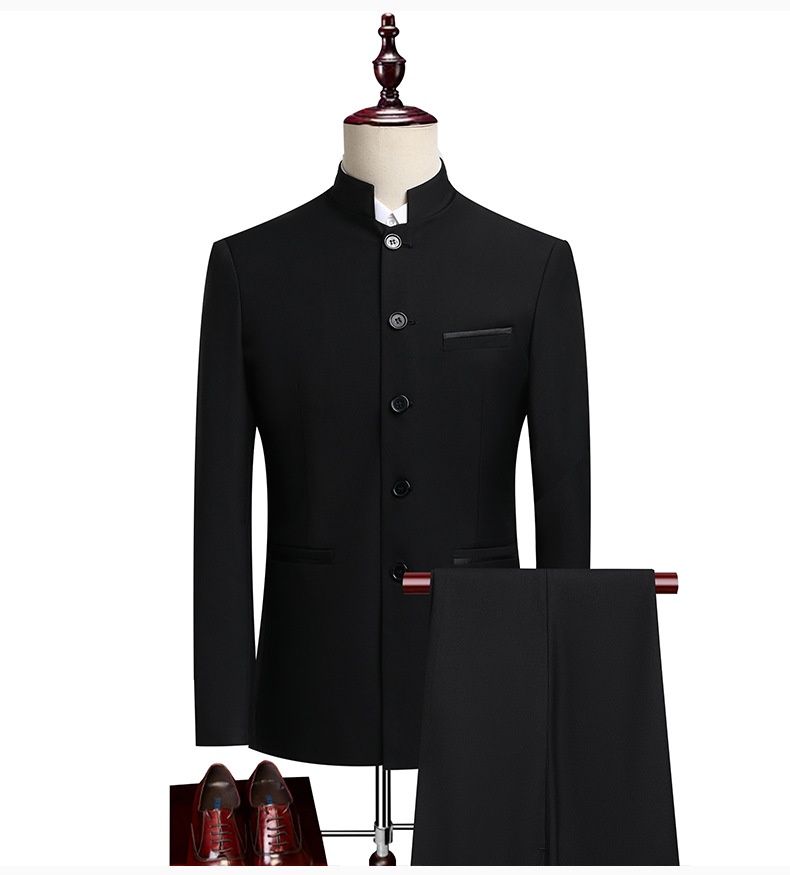 Ensemble de costume traditionnel pour garçon, tenue de cérémonie, col montant, coupe ajustée, style chinois, pour chorale, homme._voghion.com