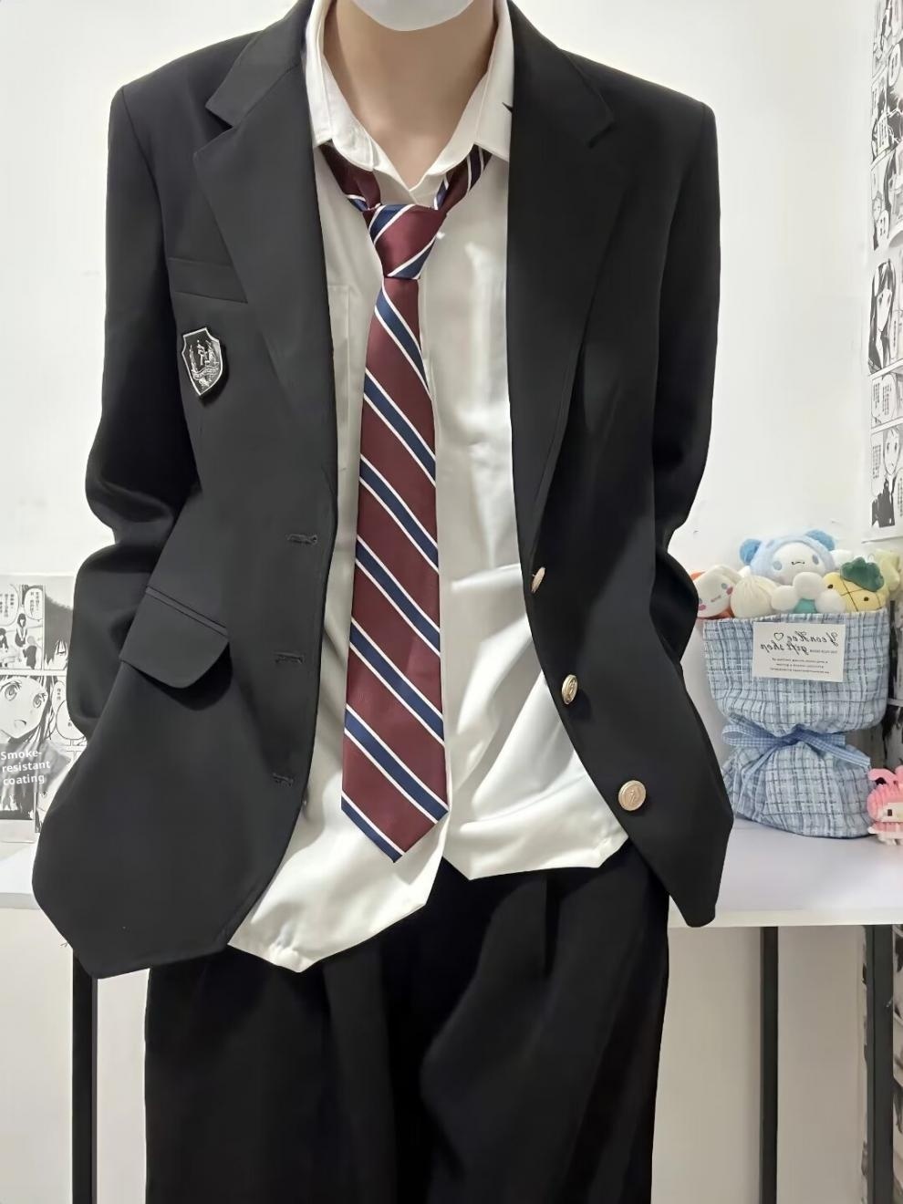 ragazzo DK Uomo Completo Taglie Forti Vestibilità Larga Bello Studente JK Uniforme Classe Costume Spettacolo Primavera Autunno Completo Distintivo_voghion.com
