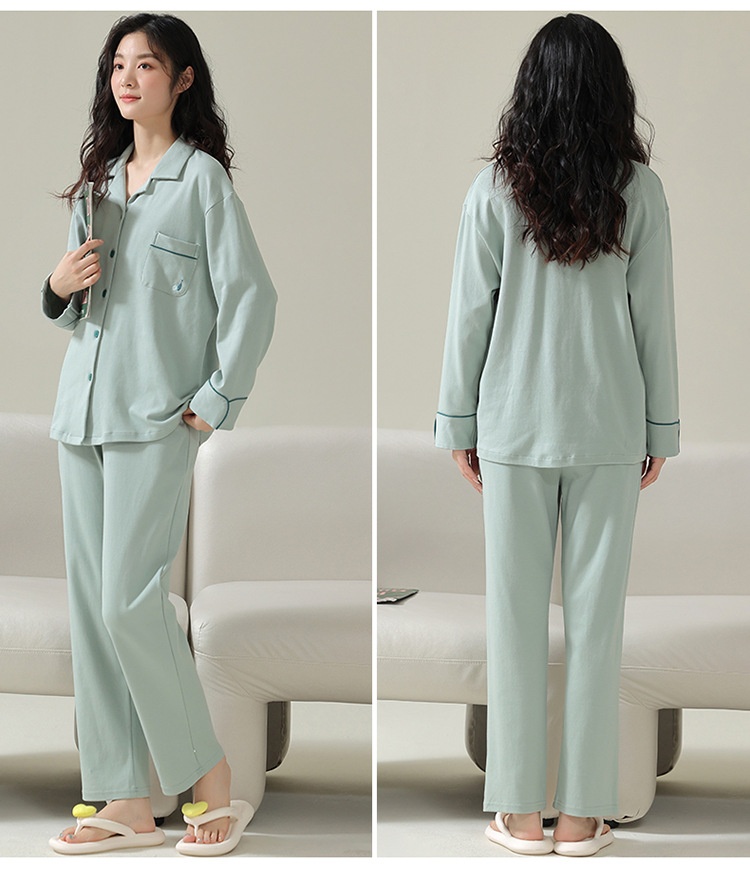 Pigiama da donna in tinta unita ChicShe in cotone autunno 2025, nuovo cardigan primaverile, manica lunga, stile celebrità di Internet, set da casa_voghion.com