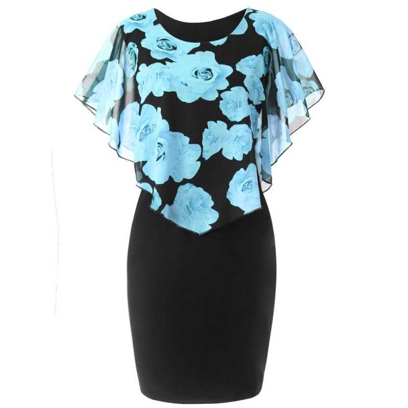 GraceChic Neues Rosenprint-Schalkleid für Damen, figurbetont, figurbetont, in Übergrößen_voghion.com