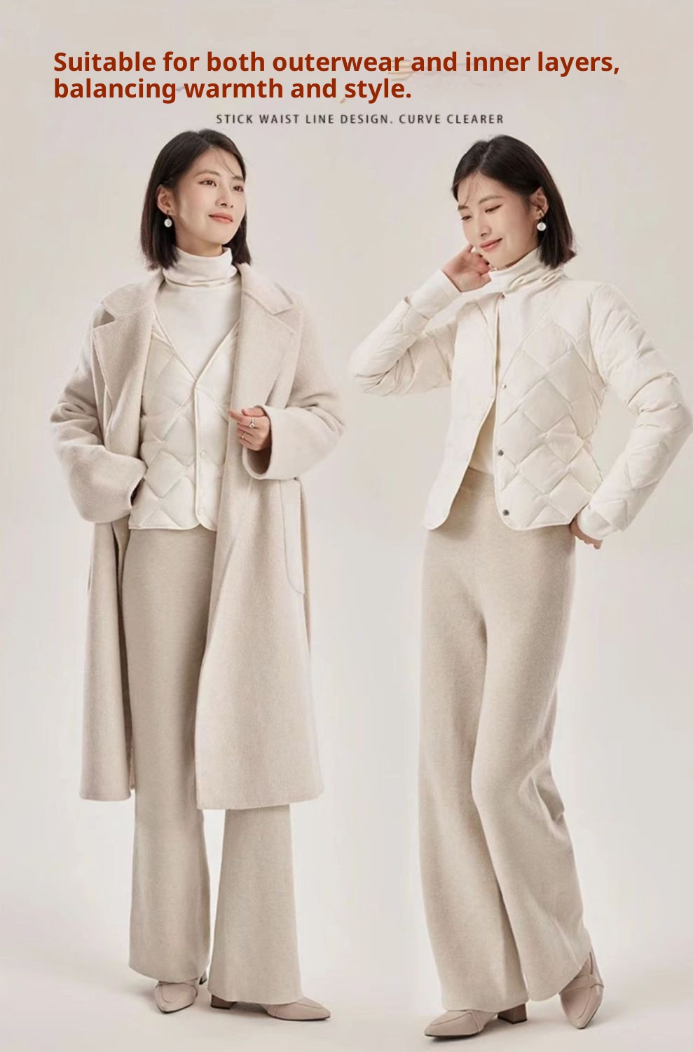 ChicShe 2025 Autunno Inverno Nuovo Piumino d'oca da donna Vestibilità slim Versatile Intimo Manica lunga Strato di base Cappotto caldo_voghion.com