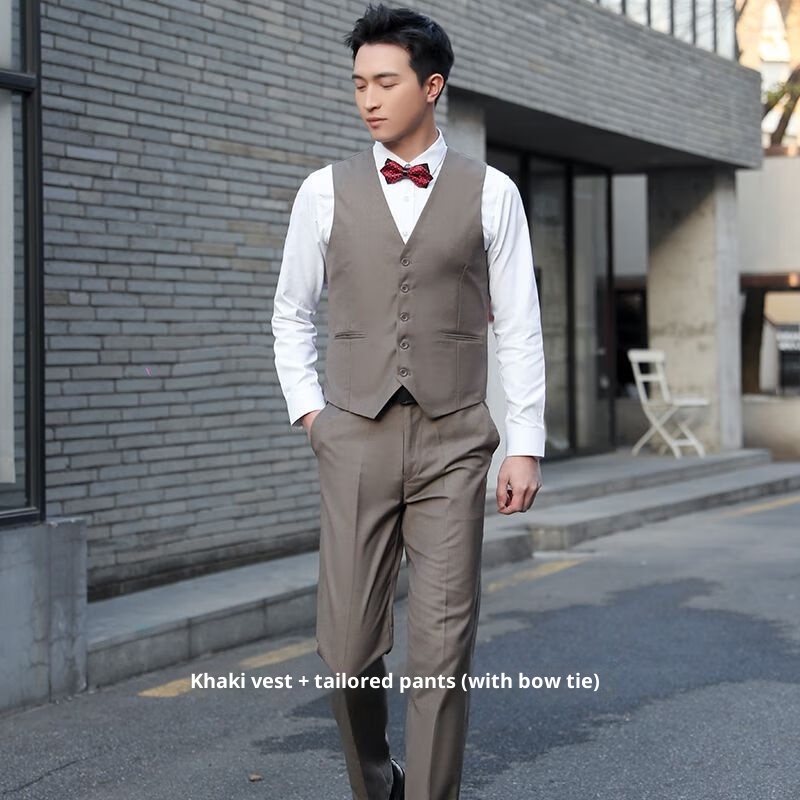 Dreiteiliges Bräutigam-Set „Qianhong“ für Jungen, bestehend aus Weste und Hose, ideal für Trauzeugen und Bräutigame, für die Hochzeit_voghion.com