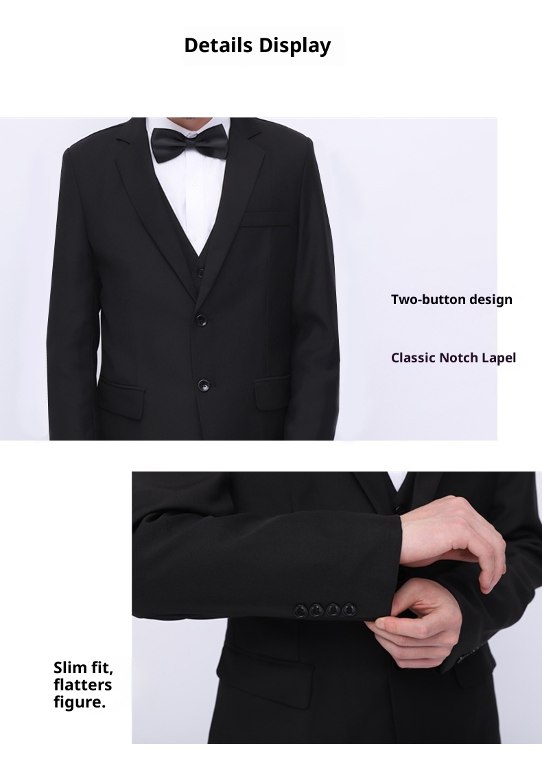 Ensemble trois pièces premium pour garçon d'honneur, tenue pour frère, veste de costume professionnelle, tenue de cérémonie de mariage_voghion.com