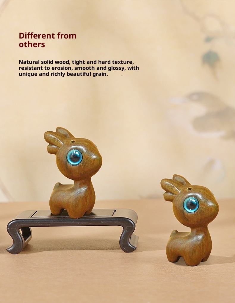 Ornamento "Buon viaggio" in legno di sandalo, cervo, specchietto retrovisore, grazioso ciondolo da appendere all'interno dell'auto, decorazione creativa_voghion.com