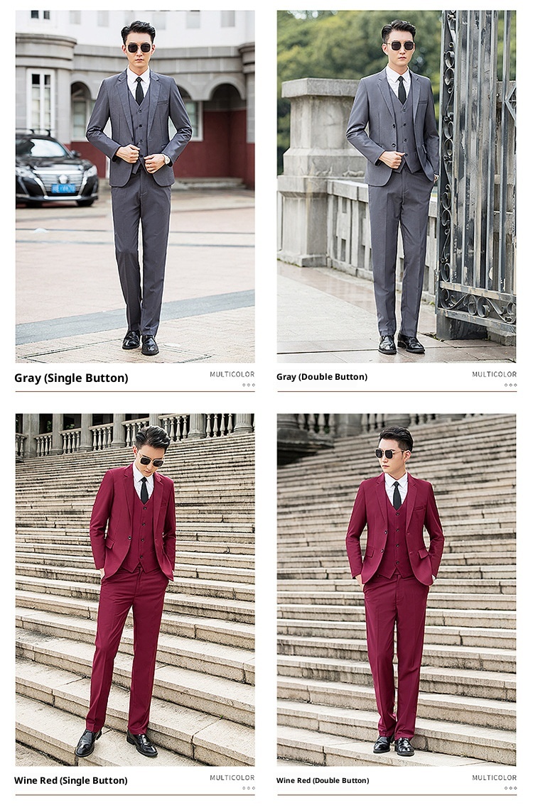 Costume trois pièces pour homme, style coréen décontracté, veste, gilet et pantalon, collection 2025._voghion.com