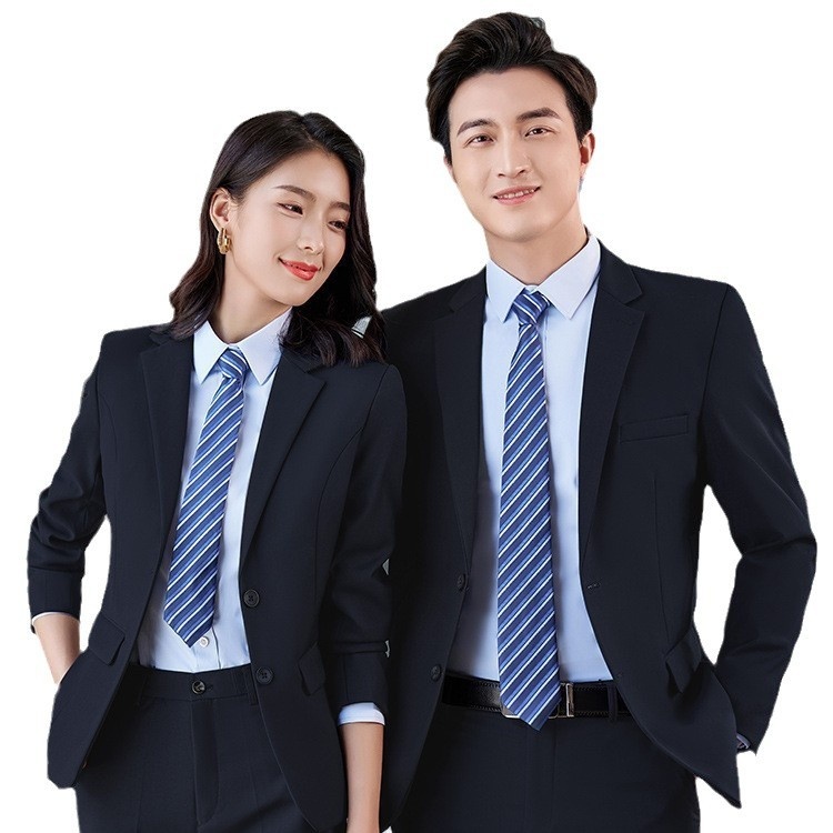 Costume professionnel unisexe pour garçon, vêtements de travail, bleu marine, manches longues._voghion.com