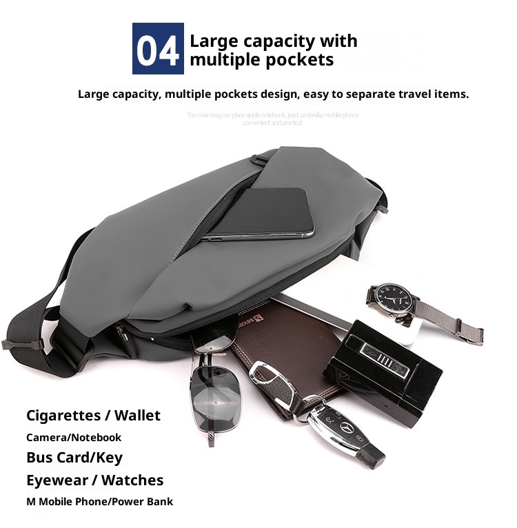 001 Cross-border New Men's Waist Outdoor Running Phone Multi-functional Large Capacity Chest Casual Single Shoulder_voghion.com