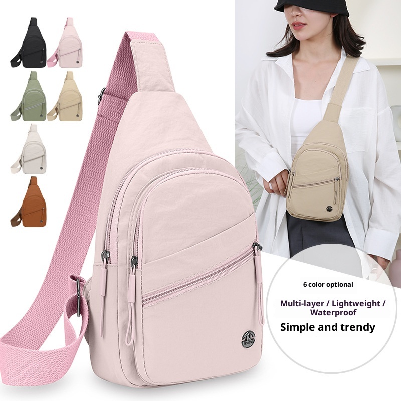 001 Japanese Style Simple Women's Chest Large Capacity Solid Color Casual Shoulder Multi-Compartment Versatile Outdoor_voghion.com