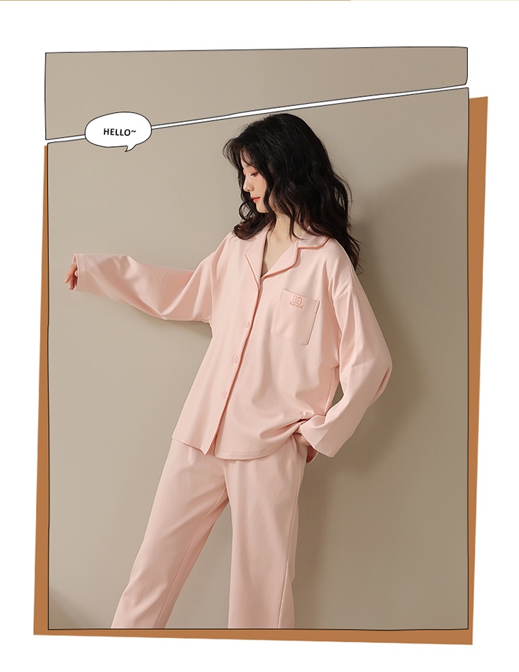 Pigiama da donna in tinta unita ChicShe in cotone autunno 2025, nuovo cardigan primaverile, manica lunga, stile celebrità di Internet, set da casa_voghion.com