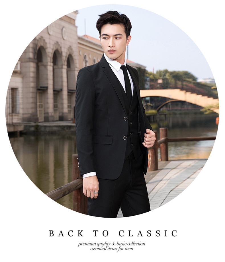 Jongens heren lente- en herfstset, Koreaans slim fit professioneel formeel pak, driedelig pak voor heren, bruidsjonker_voghion.com
