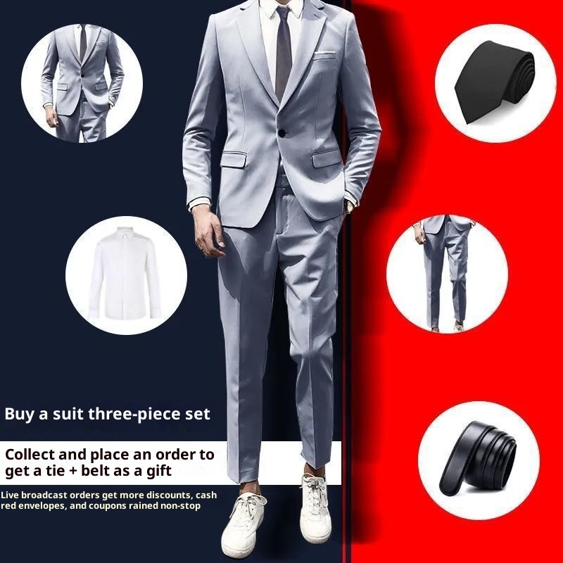 Costume trois pièces pour homme, coupe slim, décontracté et professionnel, style coréen, idéal pour les jeunes étudiants._voghion.com