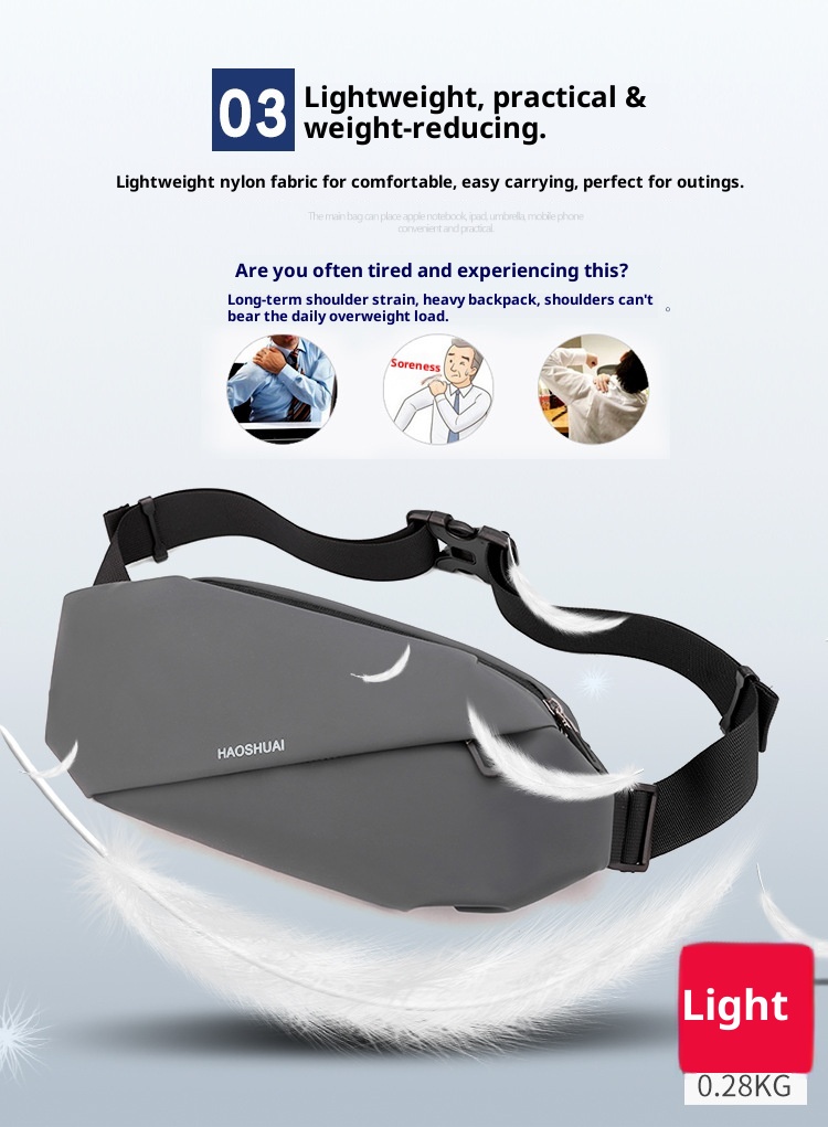 001 Cross-border New Men's Waist Outdoor Running Phone Multi-functional Large Capacity Chest Casual Single Shoulder_voghion.com