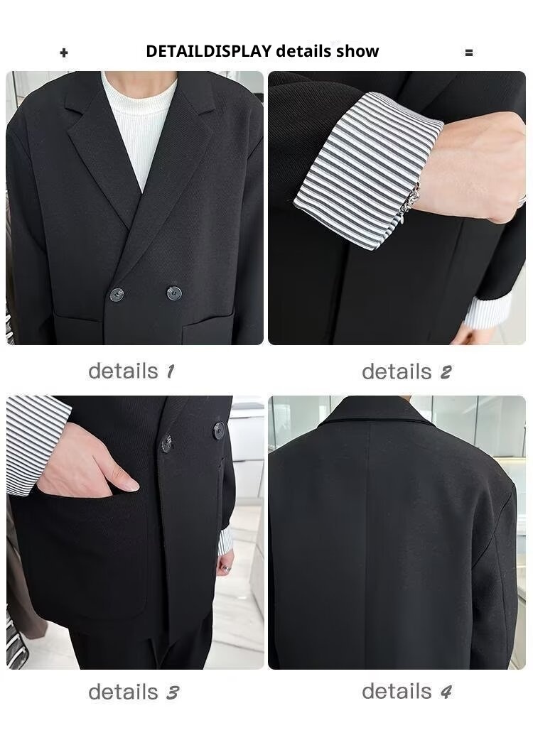 Vestito da uomo primavera autunno, abito casual chiaro e bello, top versatile in tinta unita, alla moda e ampio_voghion.com