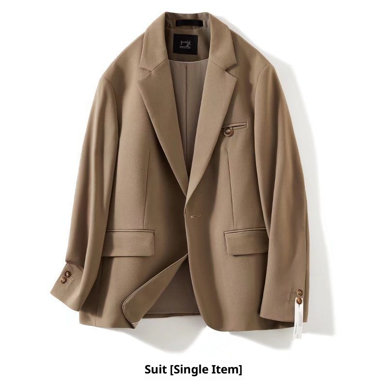 Ensemble de costume décontracté haut de gamme pour homme, style coréen printemps-été, coupe ample et élégante, blazer court et drapé tendance._voghion.com