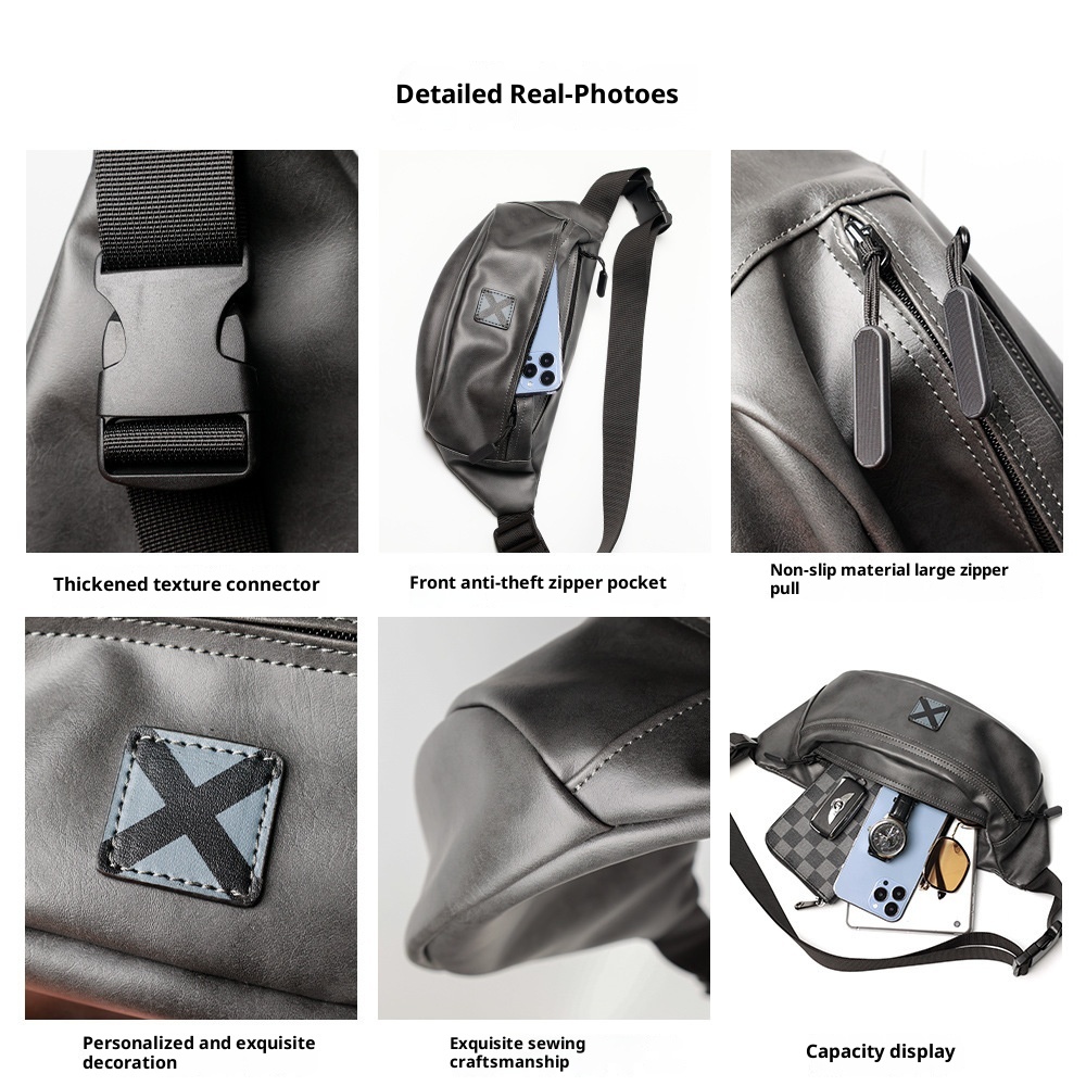 001 2025 New Gray Chest Waist Korean Style Men's Trendy Fashion Single Shoulder Crossbody Bag Casual Backpack Trend_desvips.com