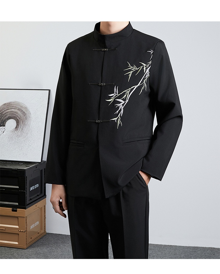 Herren-Anzug im Retro-Stil mit Stehkragen für Frühling und Herbst – ideal für Hochzeiten._voghion.com