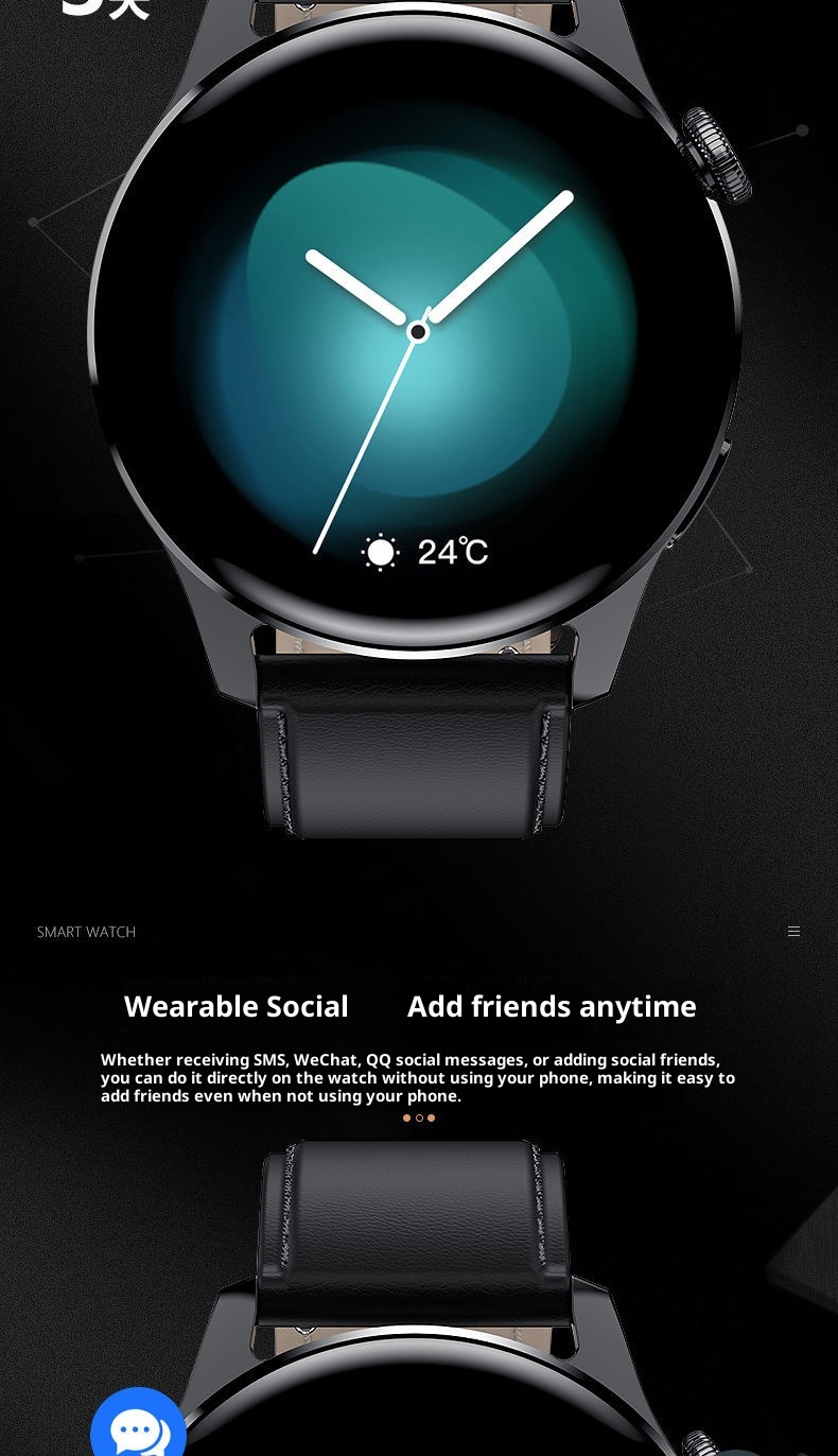 Smart Wach Uomini e donne Blueooh Chiama Tecnologia nera Trasmette Ascolta Rae Misurazione della pressione sanguigna Sport_voghion.com