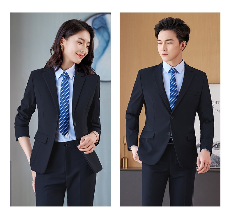 Costume professionnel unisexe pour garçon, vêtements de travail, bleu marine, manches longues._voghion.com