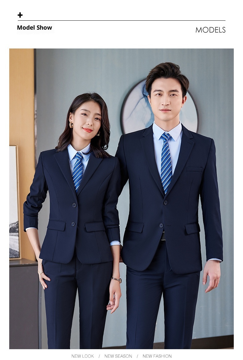 Costume professionnel unisexe pour garçon, vêtements de travail, bleu marine, manches longues._voghion.com