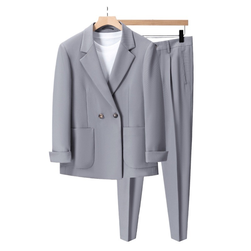 boy Spring And Autumn New Loose Fit Draped Set For Men Korean Trendy Handsome Casual Mature Style Men's Three-Piece Suit_voghion.com