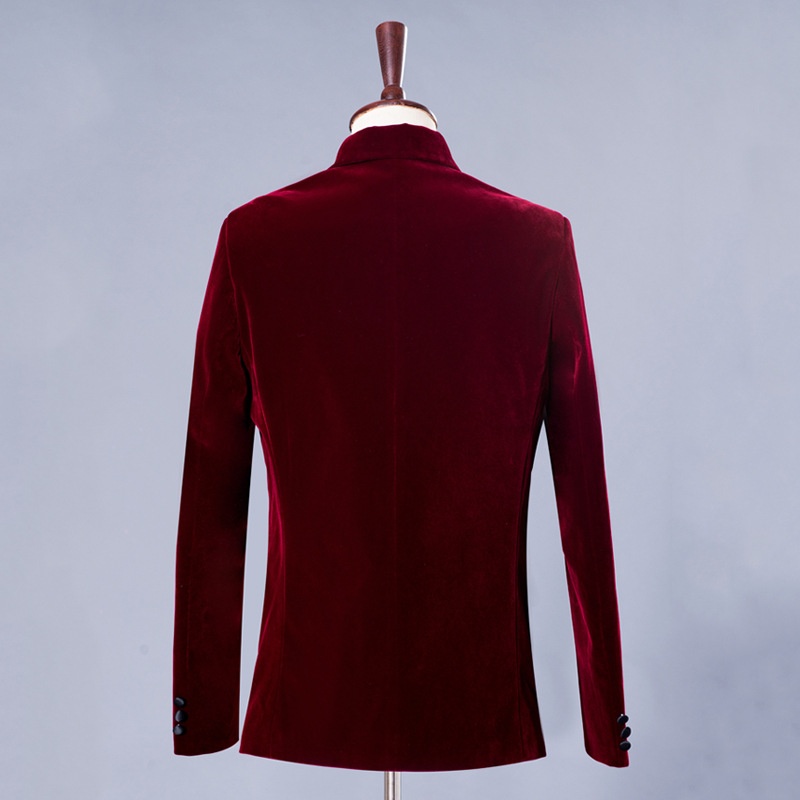 Herren-Freizeitanzug für Jungen, Smoking-Set für Gastgeber, Sänger, Auftrittsoutfit, Bräutigam, Business-Anzug, festliche Kleidung, Burgunderrot, Samt, Königsblau_voghion.com