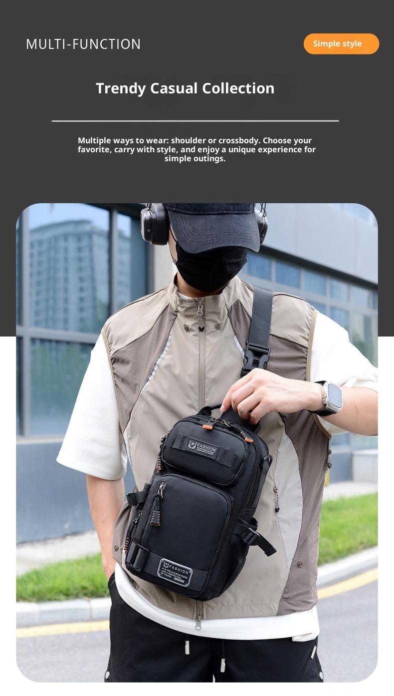 001 New Crossbody Men, Multifunctional Outdoor Chest Bag, Large Capacity, Durable, Personalized Single Shoulder For Work And_voghion.com