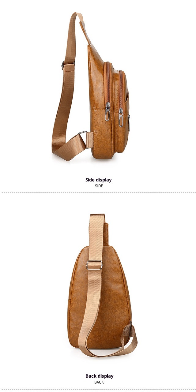 001 Manufacturer Wholesale Korean Fashion Men's Crossbody Bag Casual Travel PU Leather Single Shoulder Small Chest Backpack_voghion.com