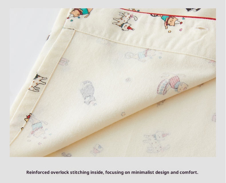 ChicShe Circus 69 – Japanischer Pyjama für Damen, Frühlings- und Winter-Homewear-Set aus gebürsteter Baumwolle mit Cartoon-Motiven_voghion.com