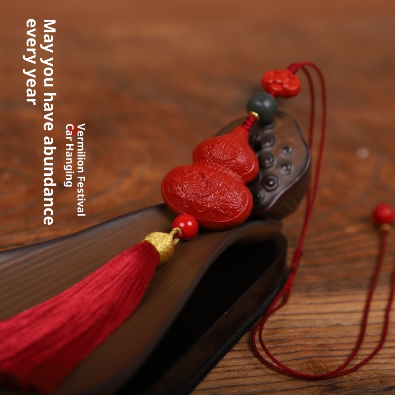 Manufacturer's New Product Red Cinnabar Gourd Hanging Prosperity And Abundance, Creative Rearview Mirror Ornament For_voghion.com