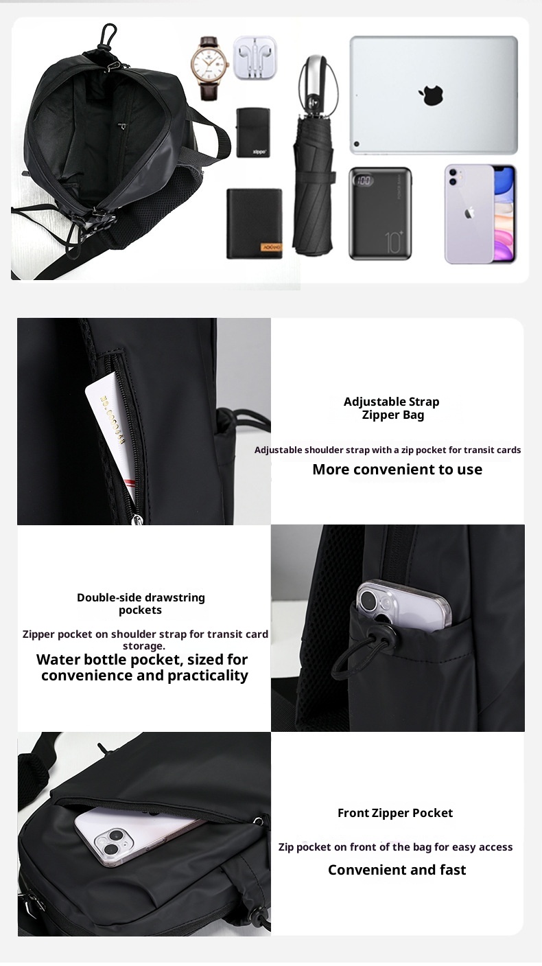 001 Men's Chest New Single Shoulder Large Capacity Crossbody High-end Trendy Waist Water-resistant Cycling Bag Wholesale_voghion.com