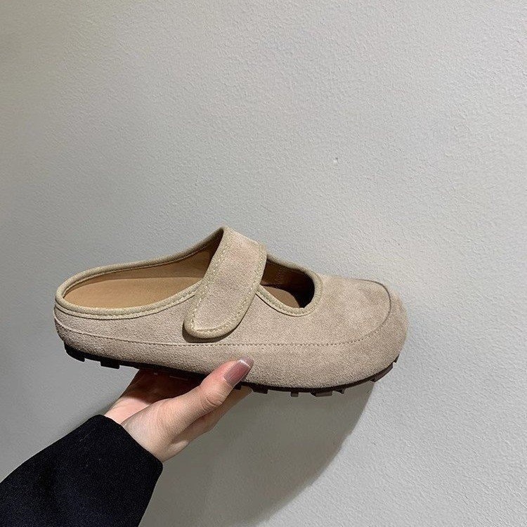 ShoeGlobe Celebrity Thick-Soled Mary Jane Closed-Toe Half Slippers Women's Shoes Autumn Winter New Style Paired With Dresses_voghion.com