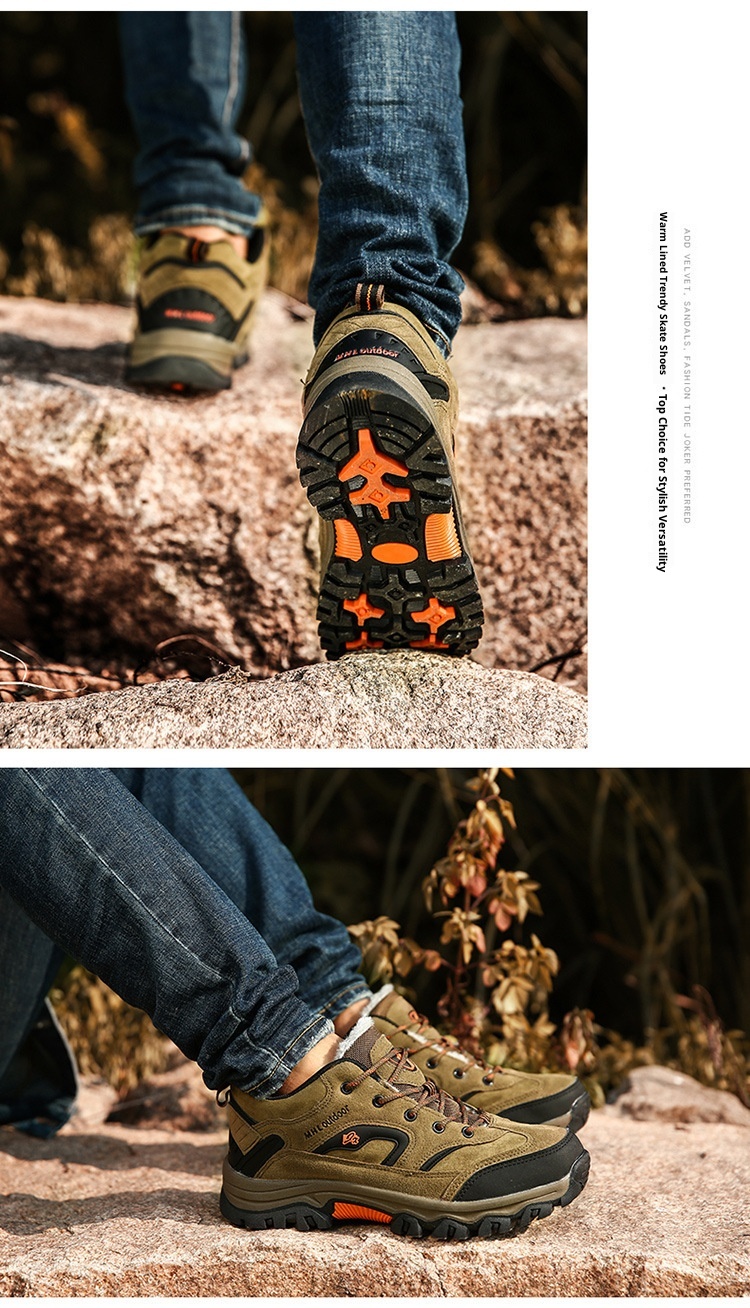 Scarpe da trekking basse da uomo ActiveGo Outdoor, calde, autunnali e invernali, antiscivolo, foderate in pile_voghion.com