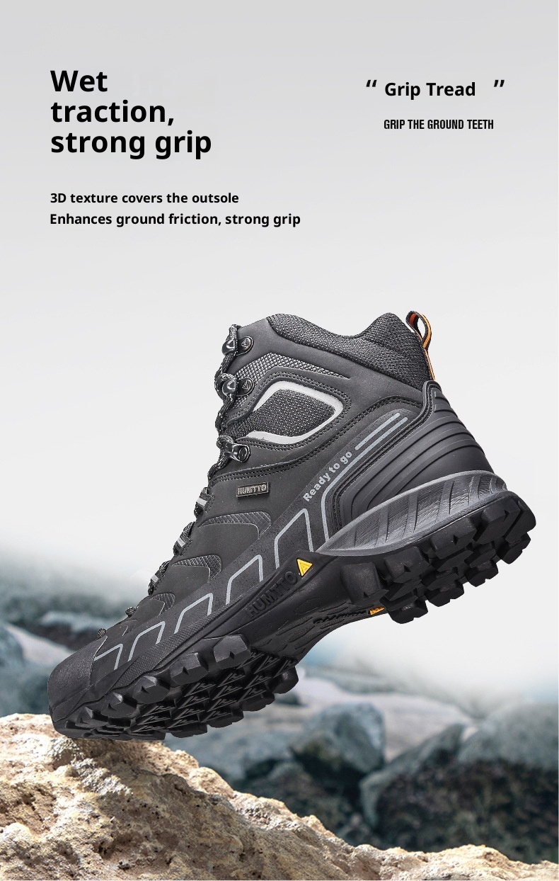 Stivali ShoeGlobe Hantu da uomo, scarpe impermeabili da esterno per autunno e inverno, in vera pelle, resistenti all'usura._voghion.com