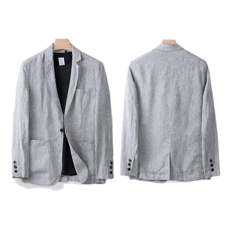 Set da uomo con protezione solare, vestibilità ampia, giacca blazer in cotone e lino, casual, per l'estate_voghion.com
