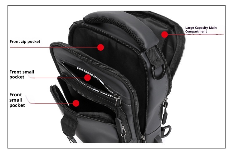 001 Solid Color Oxford Cloth Bag For Men, Single Shoulder Crossbody Business Casual Commuter Chest Bag, USB Backpack_voghion.com