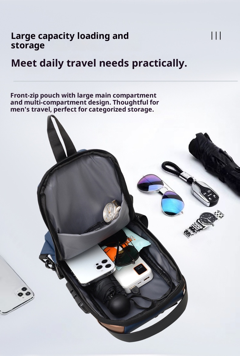 001 Tek Omuzlu Çapraz Askılı Spor Sırt Çantası Erkek Göğüs Şifreli Kilitli Hırsızlığa Karşı Bisiklet Günlük Açık Hava Koşu Çantası_voghion.com