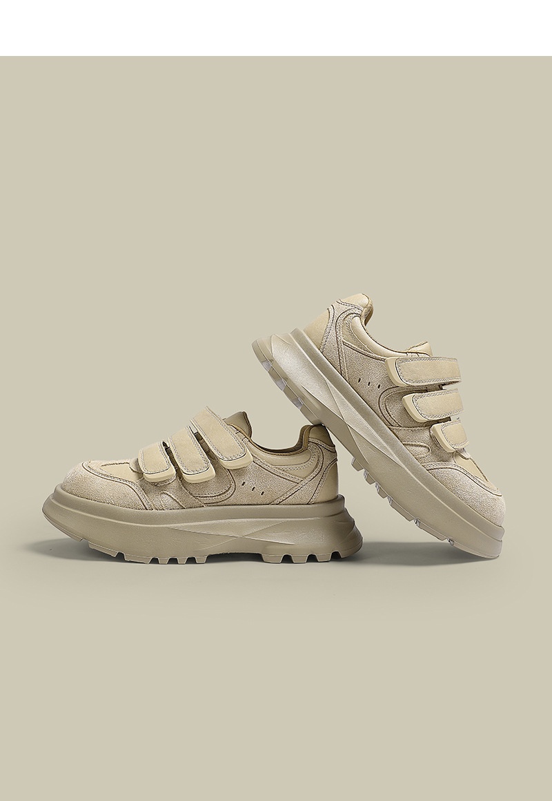 ShoeGlobe 2024 Retro Echt Leren Velcro Sneakers Voor Dames, Herfst En Winter Nieuw Veelzijdig Platform Dikke Zool Casual Trendy_voghion.com