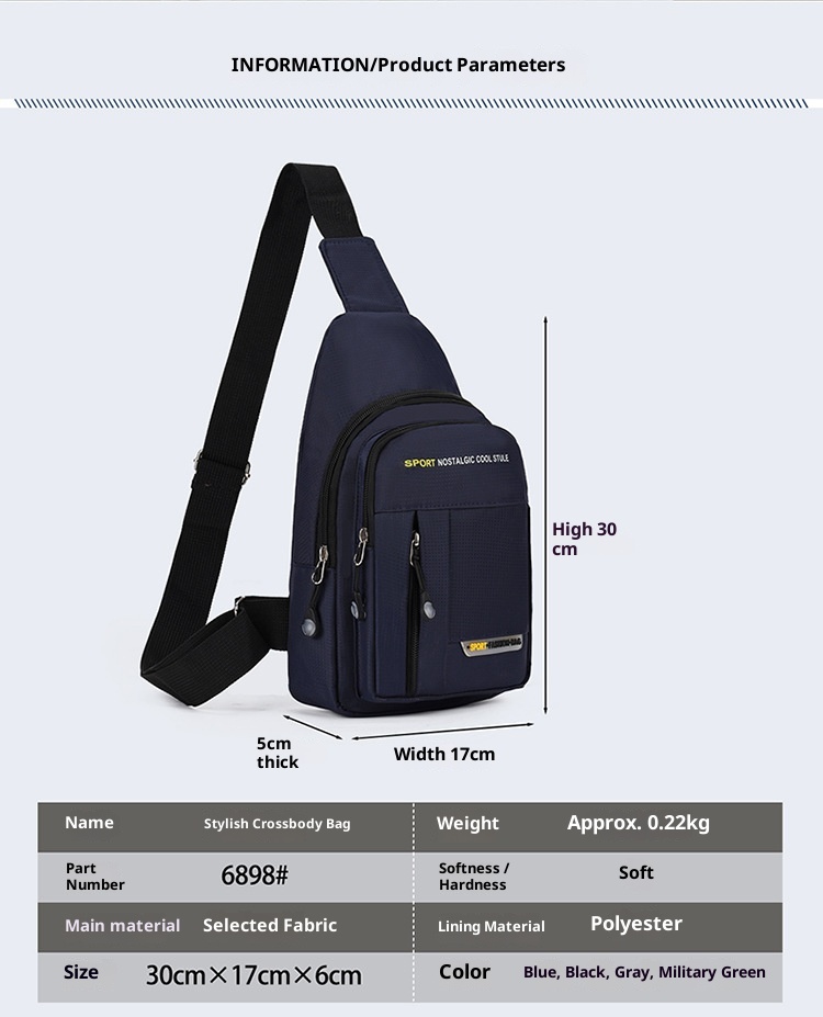 001 Cross-Border New Chest Men Business Commuting Travel Casual Backpack Women Lightweight Large Capacity Cycling Sports_voghion.com
