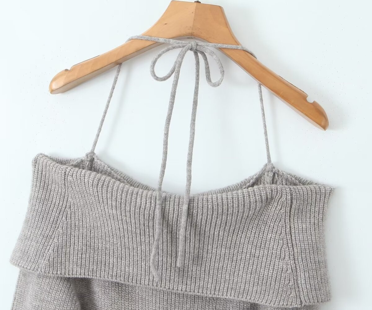 Robe moulante courte en maille à lacets, épaules dénudées et style européen et américain GraceChic, collection automne Pure Desire._voghion.com