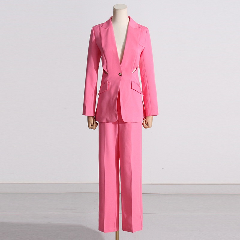 GraceChic GraceChic 2025 Autumn New Fashion High-End Two-Piece Set For Women V-Neck Hollow Out Blazer Wide-Leg Pants Suit Women's Clothing_voghion.com