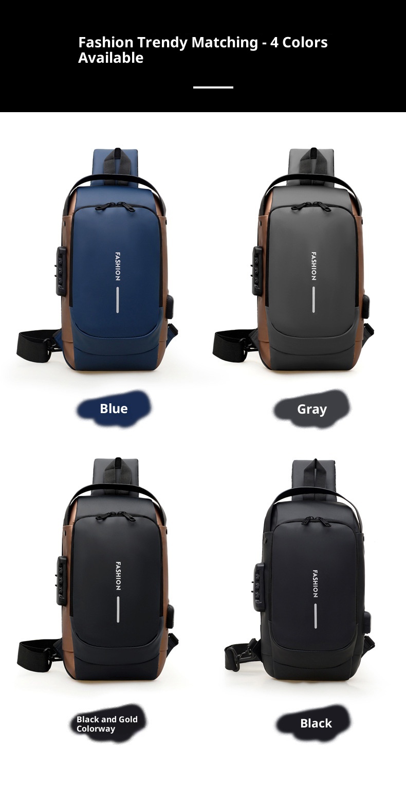 001 Tek Omuzlu Çapraz Askılı Spor Sırt Çantası Erkek Göğüs Şifreli Kilitli Hırsızlığa Karşı Bisiklet Günlük Açık Hava Koşu Çantası_voghion.com