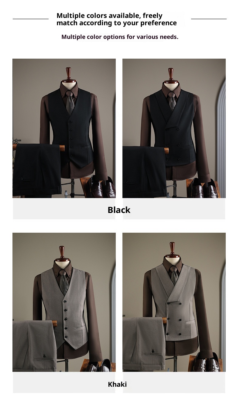 Costume rayé grande taille pour homme, idéal pour les occasions formelles, les banquets, les mariages et autres événements professionnels._voghion.com