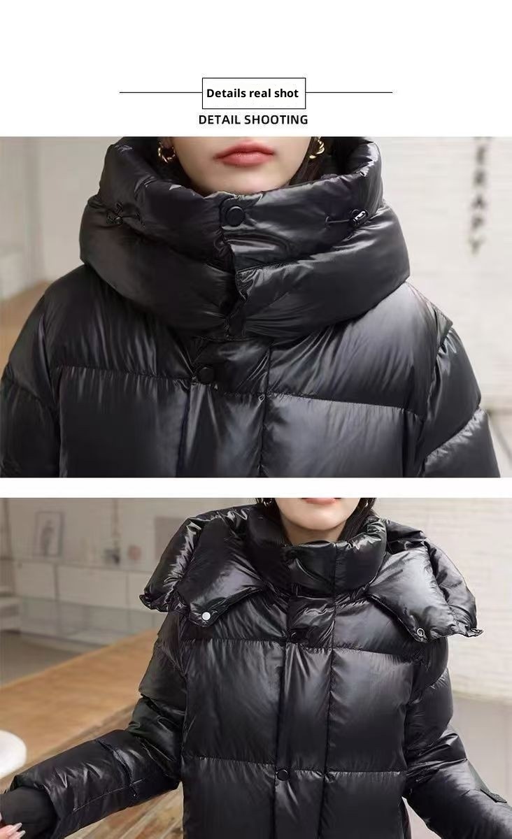 ChicShe Diamond Down Jacket With Graphene Heating Warrior Black Gold Long Cotton Coat Thickened European Goods Export_voghion.com