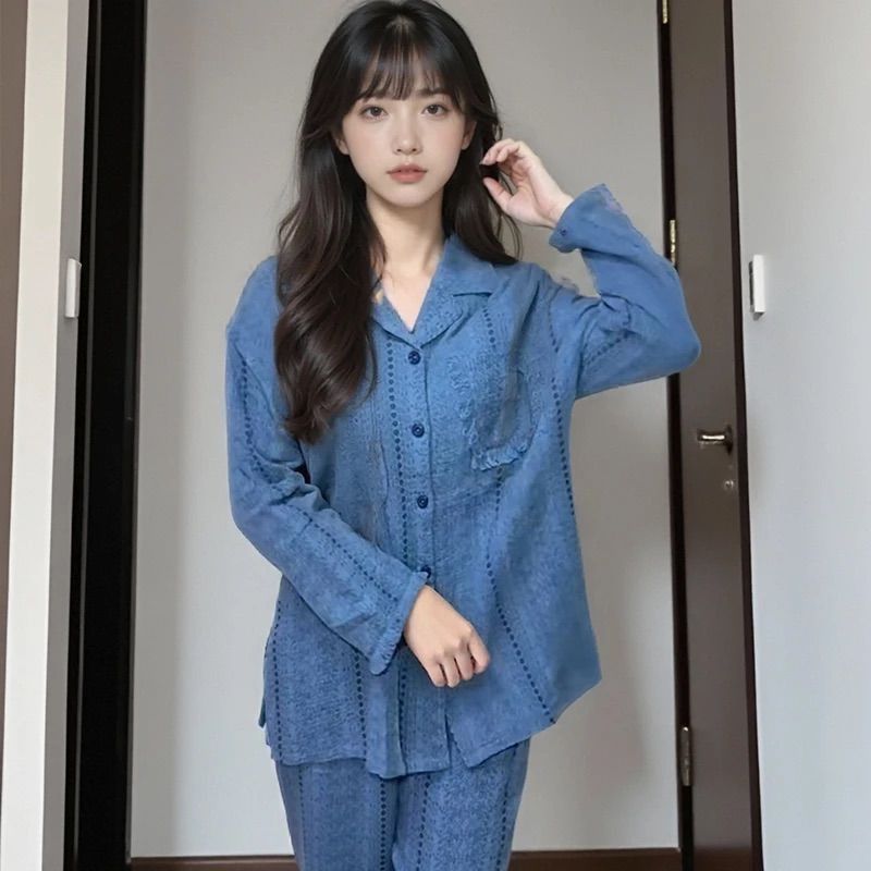 ChicShe Women's Pajamas Spring And Autumn Long Sleeve High-end Gauze Old Money Style With Chest Pads Wearable Fashion Homewear_voghion.com