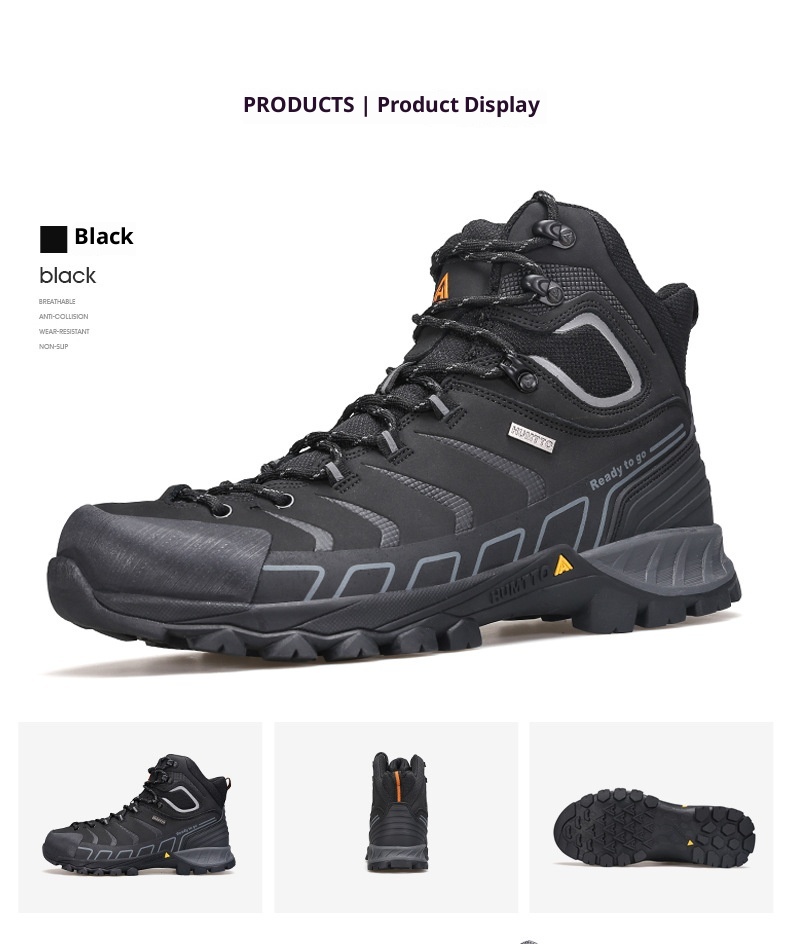 Stivali ShoeGlobe Hantu da uomo, scarpe impermeabili da esterno per autunno e inverno, in vera pelle, resistenti all'usura._voghion.com