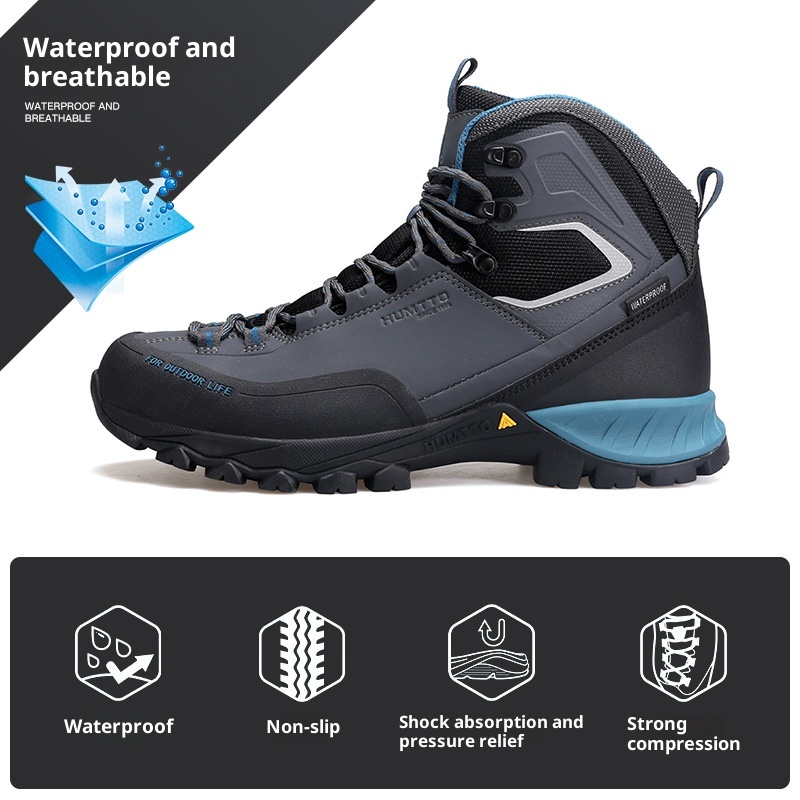 ShoeGlobe Hantu impermeabili da uomo, stivali da pioggia pesanti per autunno e inverno, scarpe sportive alte da esterno, antiscivolo e resistenti all'usura_voghion.com