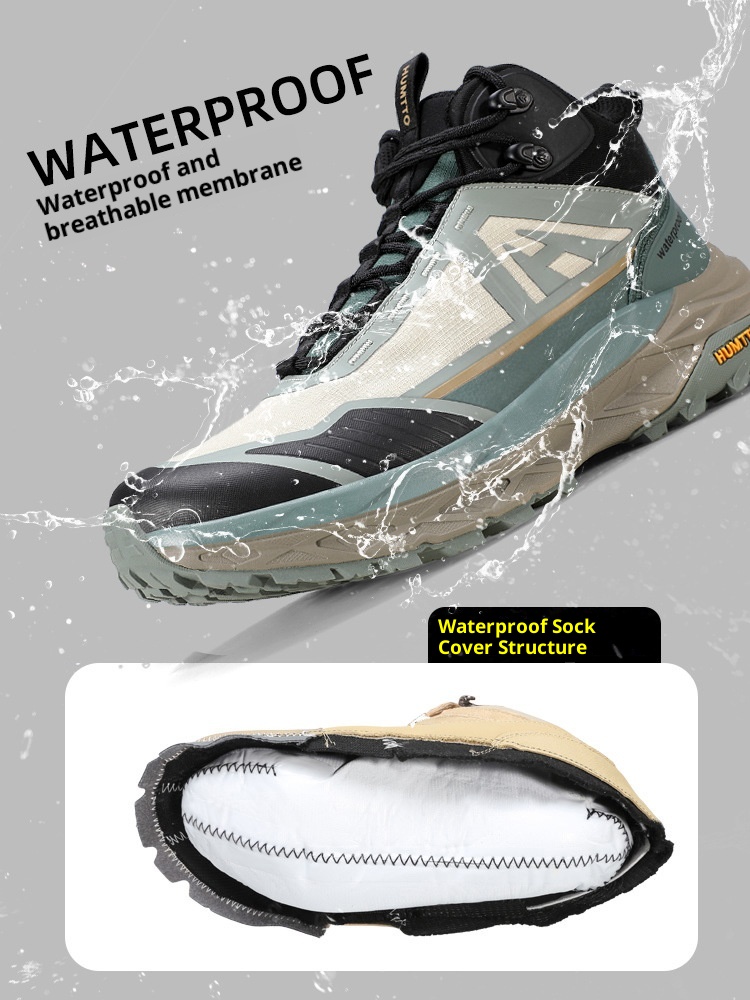 ShoeGlobe Haitu Heavy Rain Waterproof For Men, Autumn And Winter, Lightweight, Breathable, Thick Sole, Non-Slip, Shock Absorbing,_voghion.com