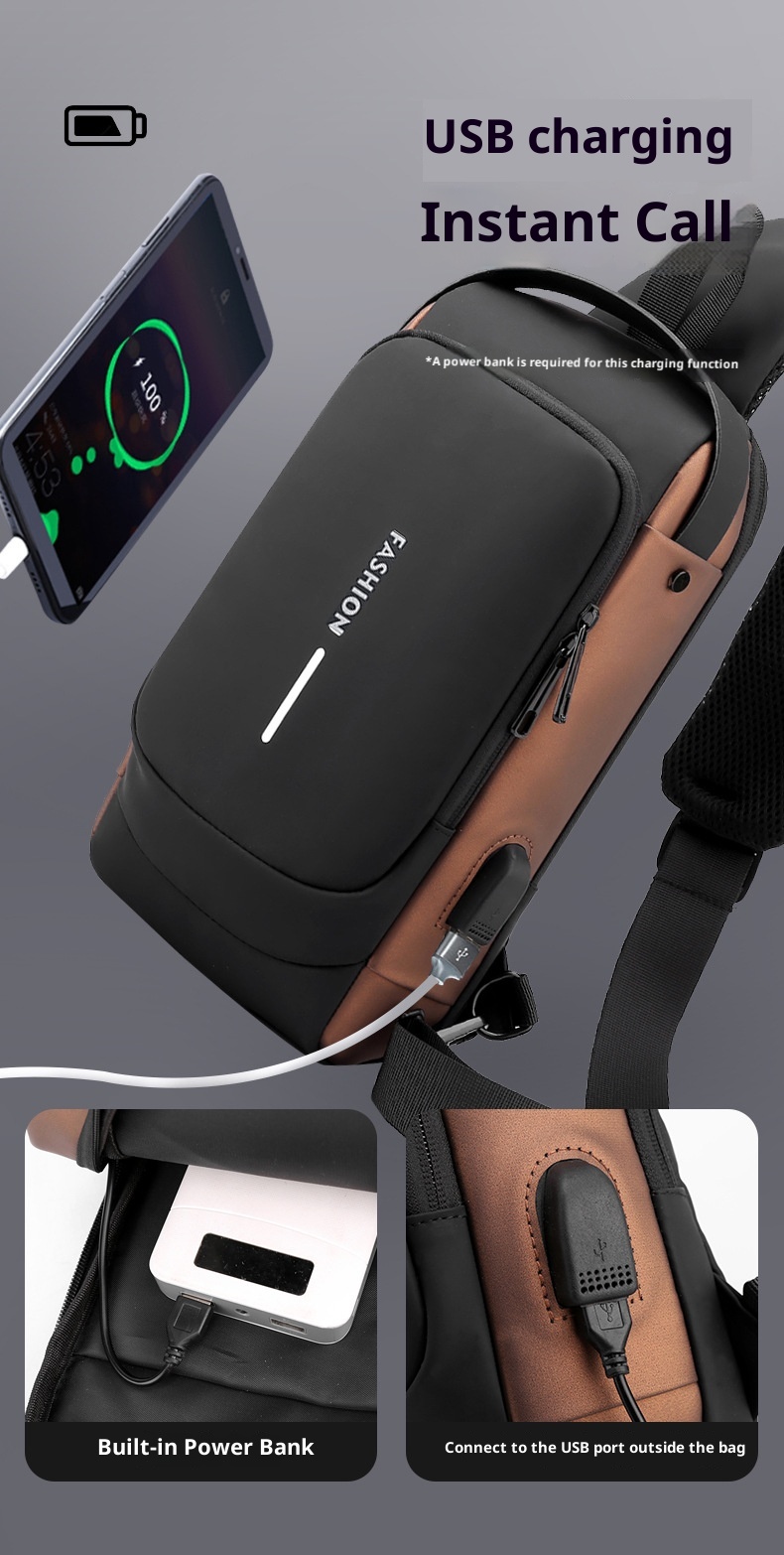 001 Crossbody For Men, High-End Waist Password Lock, Men's Chest With USB Charging, Versatile Outdoor Travel Bag_voghion.com