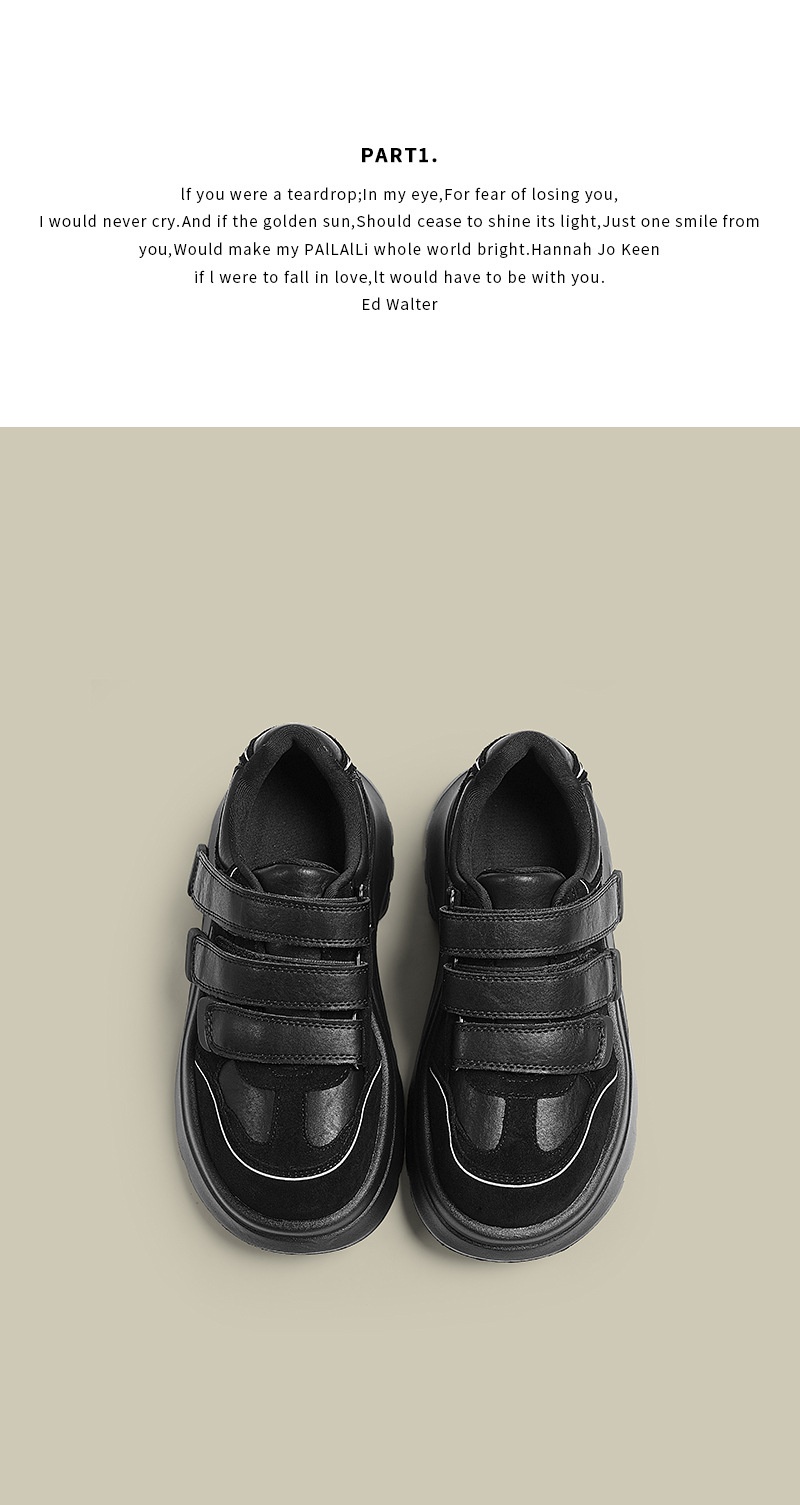 ShoeGlobe 2024 Retro Echt Leren Velcro Sneakers Voor Dames, Herfst En Winter Nieuw Veelzijdig Platform Dikke Zool Casual Trendy_voghion.com