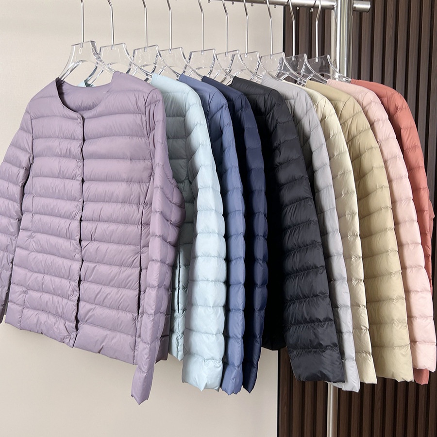 ChicShe Jiaxing Pinghu Down Jacket Short Long Sleeve Thin Collarless V-neck Lightweight Inner Liner Women U Home Same Style Base_voghion.com